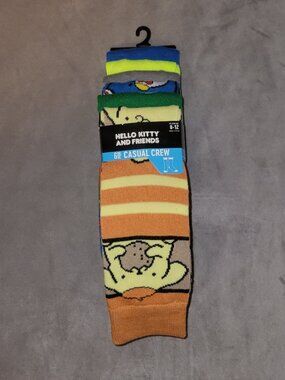 Hello Kitty and Friends Sanrio Crew Socks 6 Pair Pack Multicolor NWT Unisex 8-12